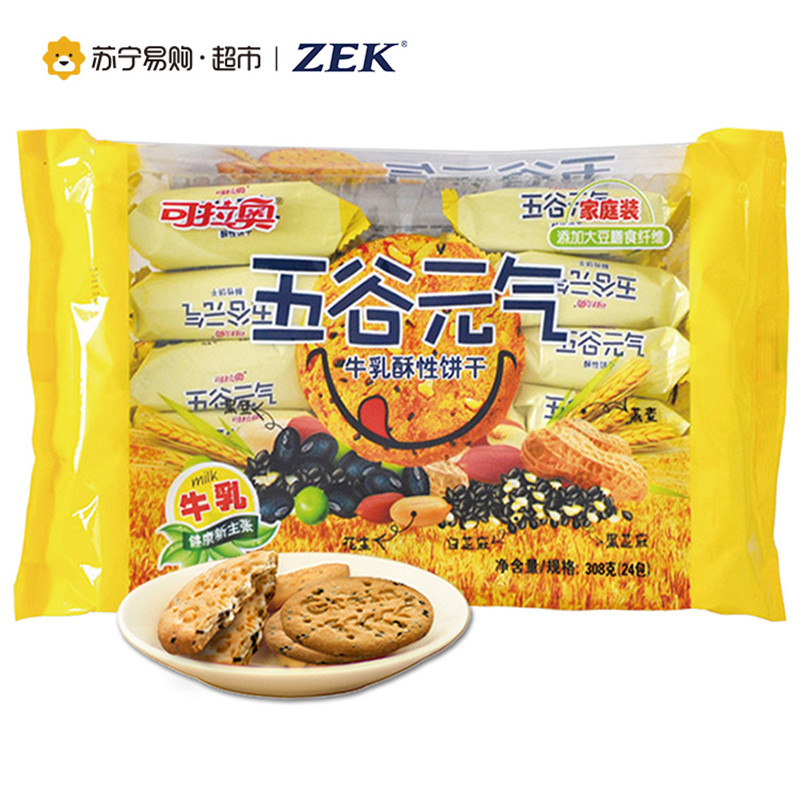 可拉奥 五谷元气饼干牛乳味308g高清大图
