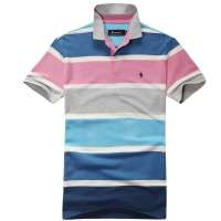 MileWile马罗威利 男装时尚休闲欧版进口皮马棉彩色条纹短袖T恤polo衫TM-13SU6057(粉红/XXL)