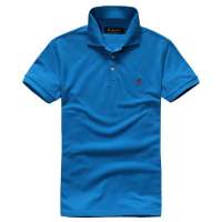 MileWile马罗威利 男装欧版时尚休闲纯棉珠地布翻领T恤纯色短袖POLO衫TM-13SU6065(蓝色/S)