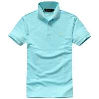 MileWile马罗威利 男装欧版时尚休闲纯棉珠地布翻领T恤纯色短袖POLO衫TM-13SU6065(浅蓝/M)