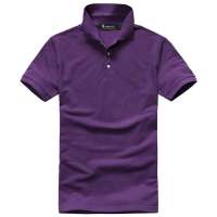 MileWile马罗威利 男装欧版时尚休闲纯棉珠地布翻领T恤纯色短袖POLO衫TM-13SU6065(紫色/L)