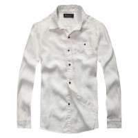 MileWile马罗威利 男装时尚休闲尖领天然棉麻亚麻长袖衬衣CM-13SU8040(白色/XXL)
