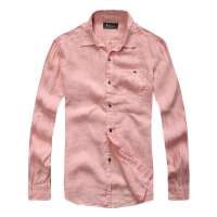 MileWile马罗威利 男装时尚休闲尖领天然棉麻亚麻长袖衬衣CM-13SU8040(浅粉/XXL)
