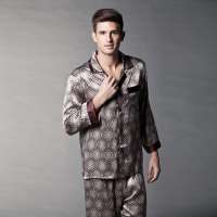 美帜MeiZhi精致桑蚕丝男款长袖家居服咖啡色(L码)MZ-S13601L