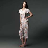 美帜MeiZhi女款V领短袖真丝套装浅黄(M码)MZ-S232149M