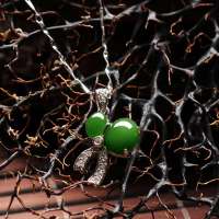 百萃s925银镶嵌天然和田玉碧玉葫芦吊坠极品俄料吊坠女