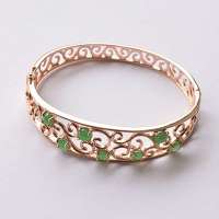 百萃s925银镶嵌天然A货翡翠阳绿冰种蛋面手镯