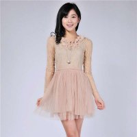 艾莲达 女装 时尚百搭甜美气质淑女花瓣领雪纺连衣裙子 ABC1113