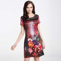 格莱美高档桑蚕丝大码真丝连衣裙女长裙家居服女士131006