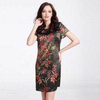 格莱美大码奢华高档桑蚕丝真丝连衣裙女长裙家居服131003