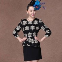 格莱美时尚优雅圆领印花连衣裙130117