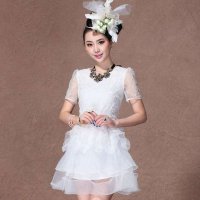 格莱美时尚高贵欧根纱圆领连衣裙130106