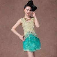 格莱美时尚个性亮片连衣裙真丝短裙130369