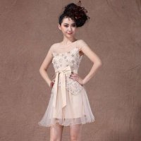 格莱美时尚潮流腰间蝴蝶结圆领短袖连衣裙130323