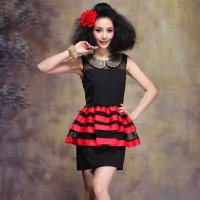 格莱美新款娃娃领欧根纱连衣裙130308