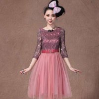 格莱美时尚高端金色水溶圆领亮片连衣裙13038