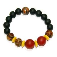 禾场尚腾 黑砭石+蚕丝玛瑙+三眼天珠手链-三天三夜