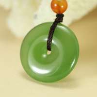 特级和田玉新疆碧玉平安扣挂坠菠菜绿 权威鉴定证书