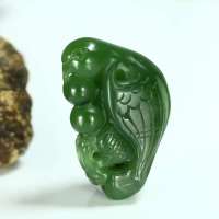 玖品缘 新疆和田玉碧玉喜报三元挂件 吉祥如意商城正品带证书