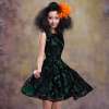 格莱美欧美经典复古丝绒绣花气质连衣裙130339 绿色 XL