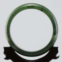 玖品缘新疆和田玉碧玉籽料手镯56# 油润 附权威鉴定证书