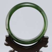 玖品缘新疆和田玉 碧玉手镯 籽料手镯57# 附带证书