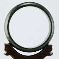 玖品缘新疆和田玉黑碧玉籽料手镯 61# 附鉴定证书