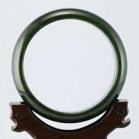 玖品缘新疆和田玉黑碧玉籽料手镯56# 附鉴定证书