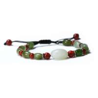 玖品缘新疆和田玉白玉籽料原石手链 碧玉米珠手串 男女款