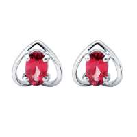 Fedora斐达罗天然石榴石耳钉心形宝石耳钉EBSL1021