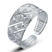 唯一/winyS999千足银手镯 漫天花雨 纯银手镯 38-39g 送礼盒064SZ3