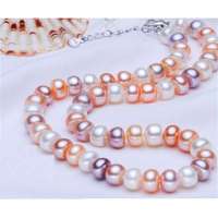 银生珍珠10-11mm大颗粒天然混彩色基本无暇珍珠项链[混彩缤纷]