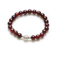 阿梵尼 石榴石手链 约8mm搭S925银莲蓬款