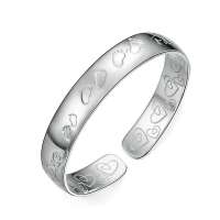 金叶珠宝S999千足银女款手镯 我爱我家