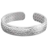 金叶珠宝S999千足银女款手镯 百花齐放