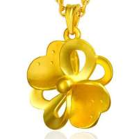 潮宏基 官方正品-花情密语系列-四叶物语-足金-足金/黄金吊坠