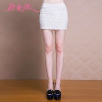 秋水伊人 女装淑女纯色镂空钩花侧隐拉链裙裤裤子女131108025