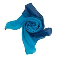 THANTRUE 真享 丝之梦幻 女士100%桑蚕丝真丝围巾 渐变色柔和晕染 金属吊坠 礼盒装A001 天蓝色渐变