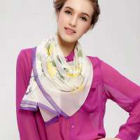 THANTRUE 真享 林中山花笑 春夏100%桑蚕丝女士围巾 长款真丝丝巾 礼盒装A010 紫色