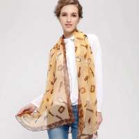 THANTRUE 真享 春秋夏天不规则图案围巾披肩 100%桑蚕丝丝巾 礼盒装A012 淡黄色