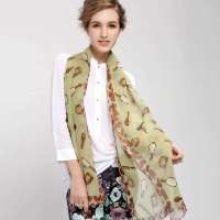 THANTRUE 真享 春秋夏天不规则图案围巾披肩 100%桑蚕丝丝巾 礼盒装A012 粉绿色