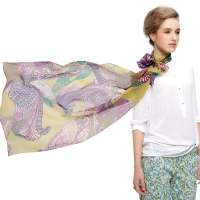 THANTRUE 真享 萧瑟 春夏天女士丝巾 100%桑蚕丝围巾 意大利工艺手工滚边 礼盒装A029 紫色