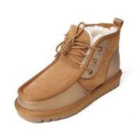 大绵羊冬季牛皮男式雪地靴贝克汉姆