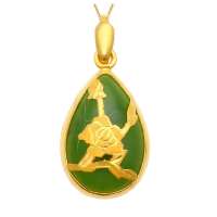 今上珠宝千足金和田玉碧玉吊坠K091