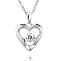 [DIYA] S925纯银镶嵌AAA级锆石吊坠 爱意心间 送925项链一条