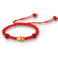 零兑金 999千足金手链 路路通黄金手链 转运珠红绳手链 开运送礼 一生眷恋