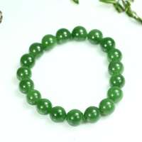 玖品缘新疆和田玉碧玉圆珠手链 24.36g 赠权威鉴定证书