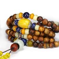 玖品缘艳阳 原创版 108颗黄花梨和田玉白玉多面珠佛珠手链念珠