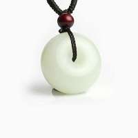 老山玉器 天然和田玉平安扣青白玉吊坠和田玉 包邮送证书