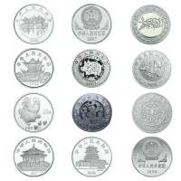 中国金币 投资收藏金银币十二生肖本色纪念银币套装1盎司*12